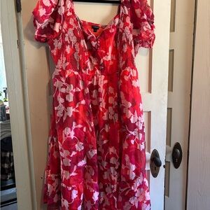 Torrid Red and Pink Floral Dress